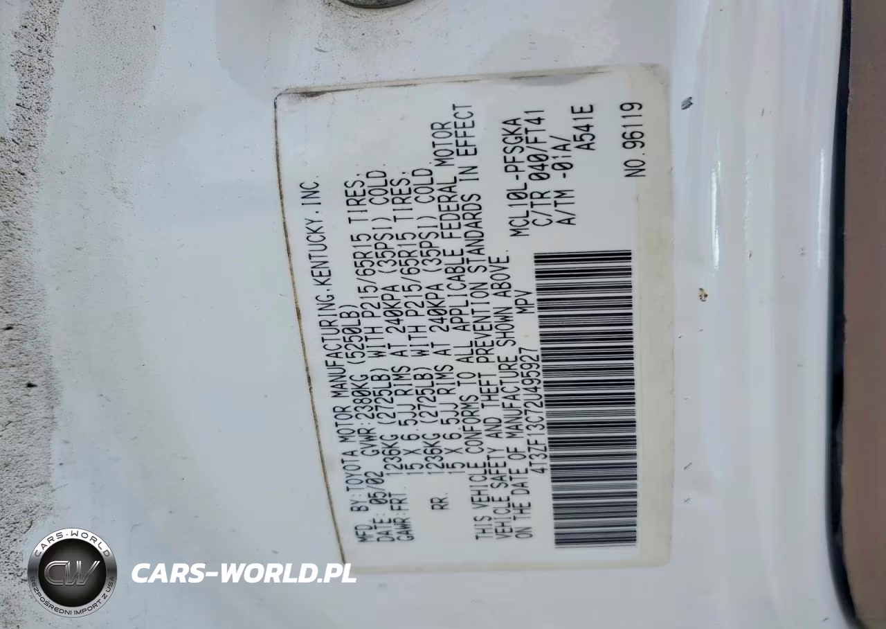2002 Toyota Sienna Le VIN:4T3ZF13C72U495927 - 13