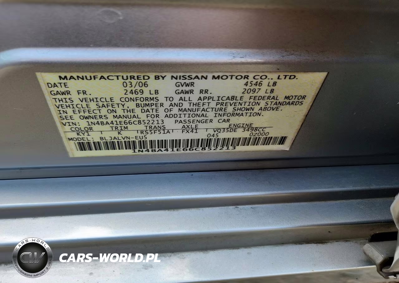 2006 Nissan Maxima 3.5 Se VIN:1N4BA41E66C852213 - 12