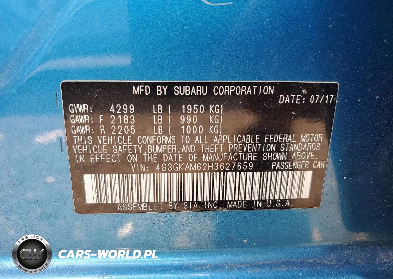 2017 Subaru Impreza Sport VIN:4S3GKAM62H3627659 - 12