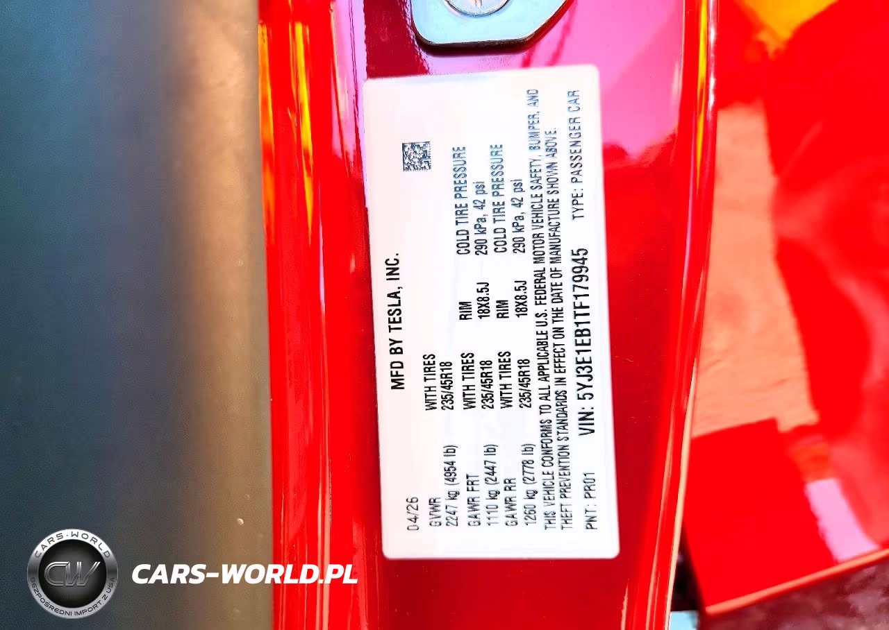 2026 Tesla Model 3 VIN:5YJ3E1EB1TF179945 - 12
