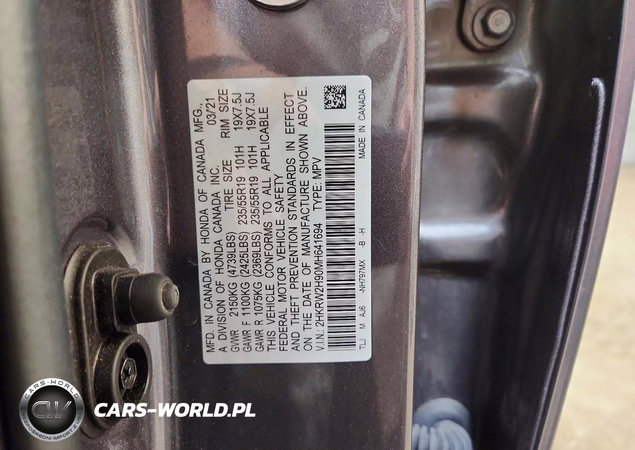 2021 Honda Cr-V Touring VIN:2HKRW2H90MH641694 - 14