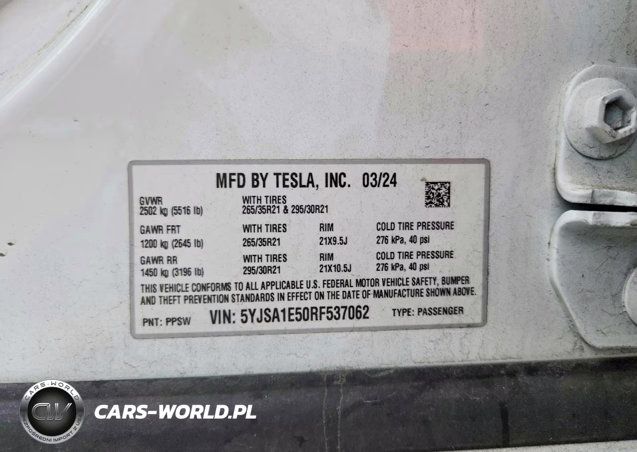 2024 Tesla Model S VIN:5YJSA1E50RF537062 - 12