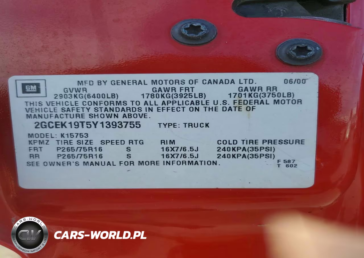 2000 Chevrolet Silverado K1500 VIN:2GCEK19T5Y1393755 - 12