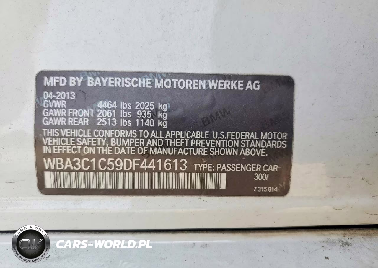 2013 BMW 328 I Sulev VIN:WBA3C1C59DF441613 - 12