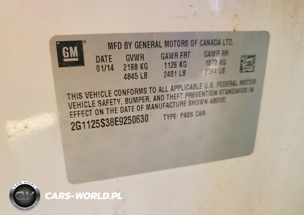 2014 Chevrolet Impala Lt VIN:2G1125S38E9250630 - 12