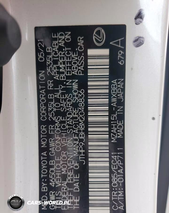 2021 Lexus Ux 250H VIN:JTHP9JBH8M2048836 - 13