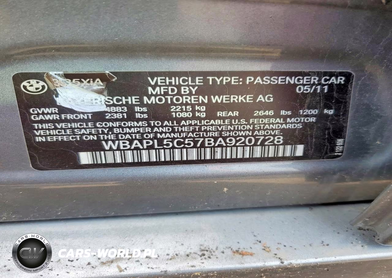 2011 BMW 335 Xi VIN:WBAPL5C57BA920728 - 12