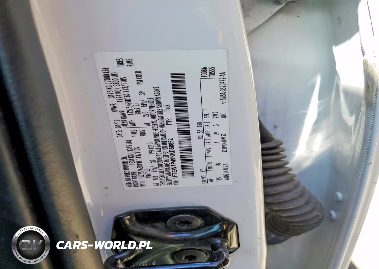2019 Ford F150 Police Responder 4Wd 3.5L V6 VIN:1FTEW1P49KKD50852 - 12