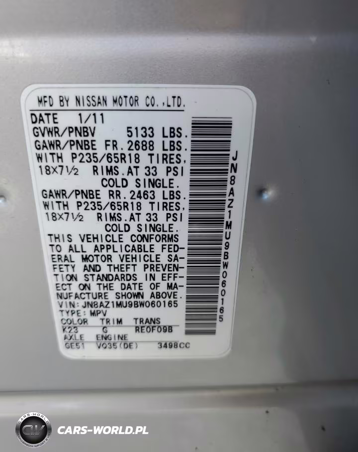2011 Nissan Murano S VIN:JN8AZ1MU9BW060165 - 12