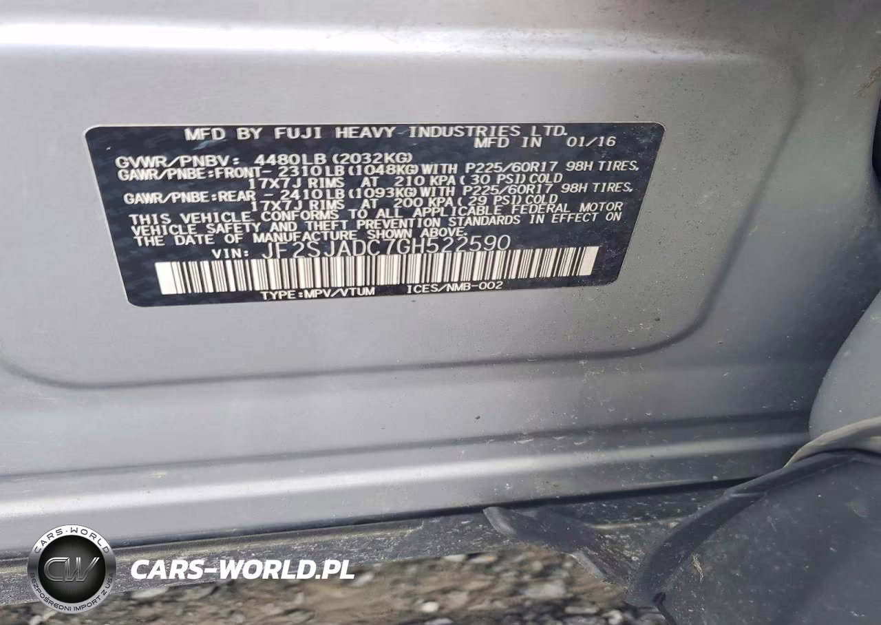 2016 Subaru Forester 2.5I Premium VIN:JF2SJADC7GH522590 - 13