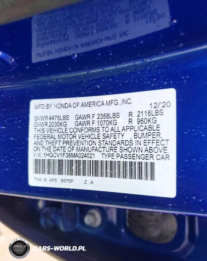 2021 Honda Accord Sport VIN:1HGCV1F36MA024021 - 13