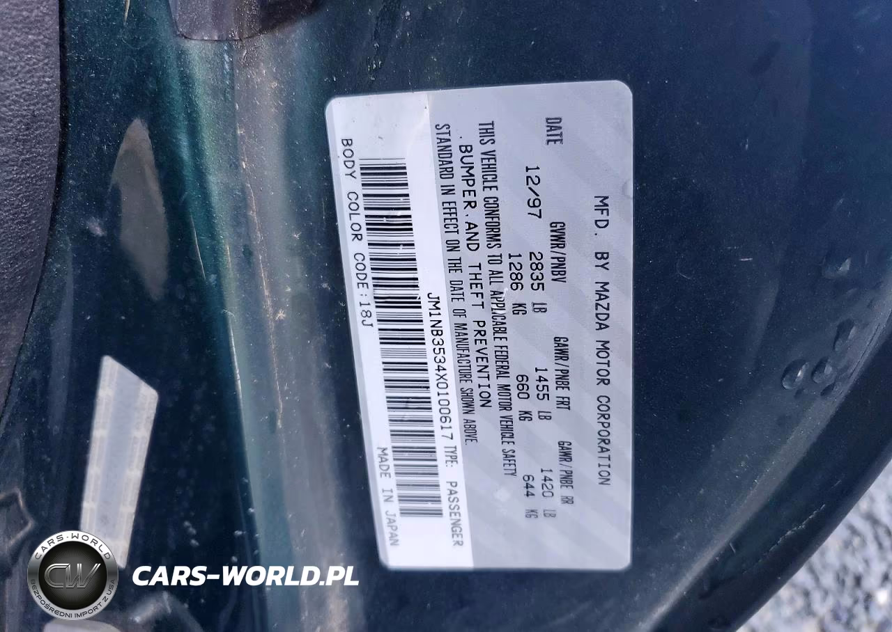 1999 Mazda Mx-5 Miata VIN:JM1NB3534X0100617 - 12
