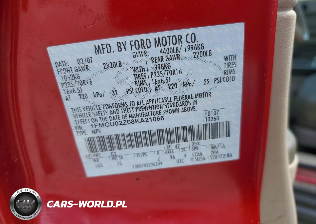 2008 Ford Escape Xls VIN:1FMCU02Z08KA21066 - 13