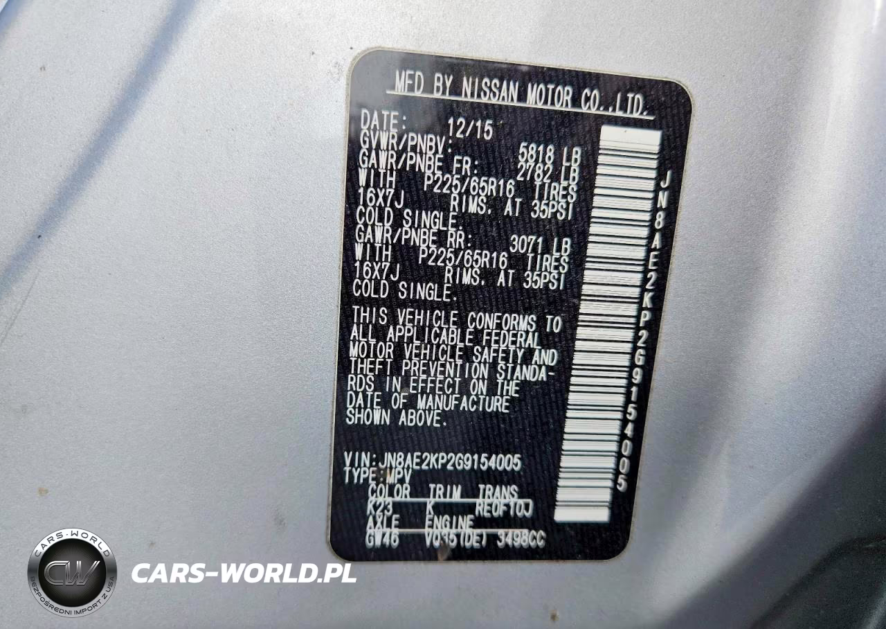 2016 Nissan Quest VIN:JN8AE2KP2G9154005 - 13