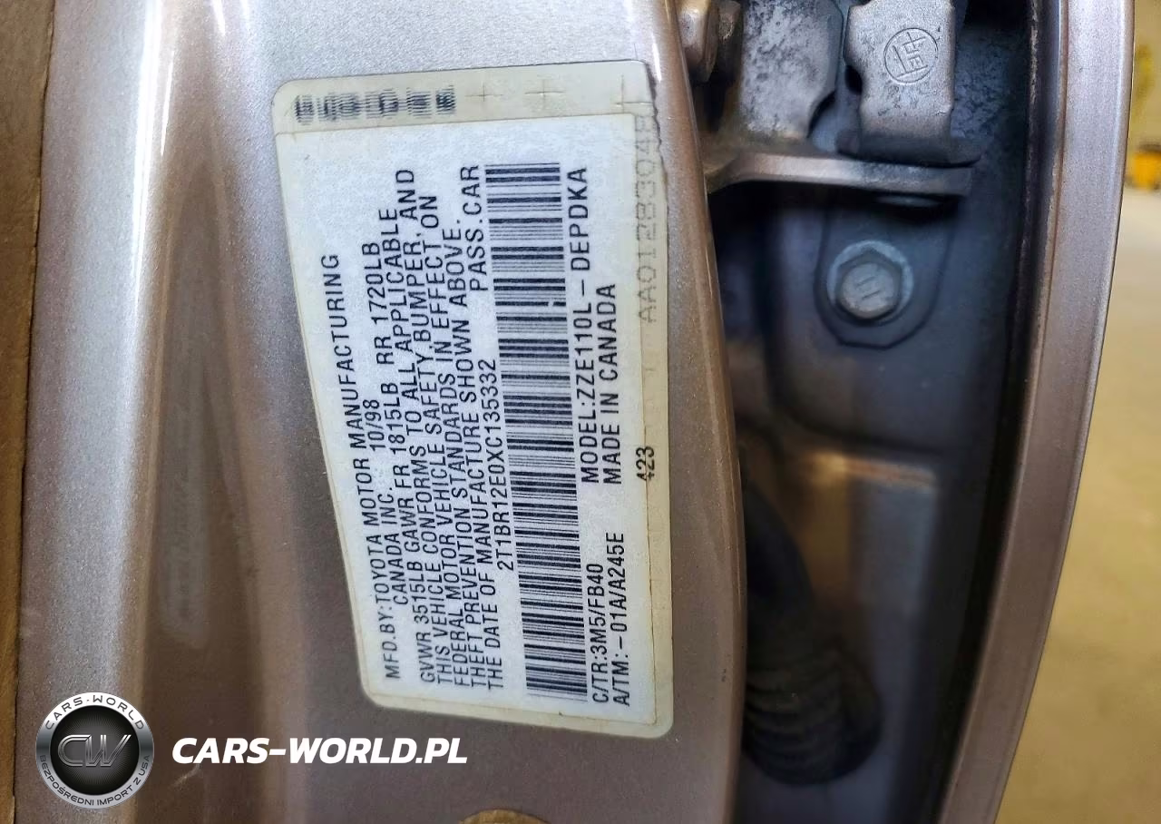 1999 Toyota Corolla Ve VIN:2T1BR12E0XC135332 - 12