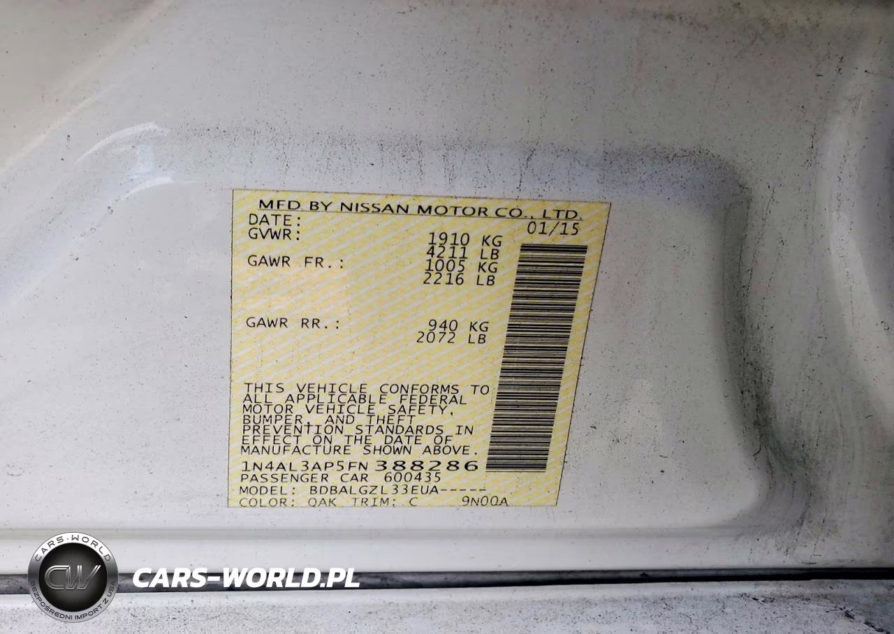 2015 Nissan Altima 2.5 S VIN:1N4AL3AP5FN388286 - 12