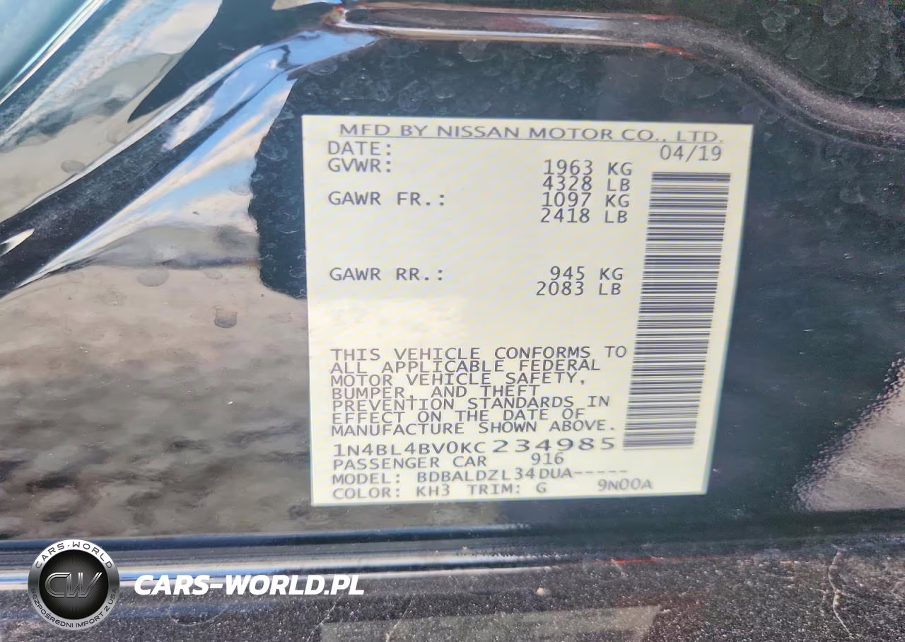 2019 Nissan Altima S VIN:1N4BL4BV0KC234985 - 12