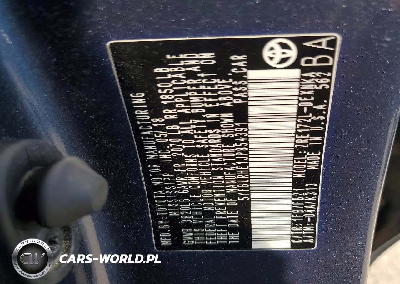 2018 Toyota Corolla Le VIN:5YFBURHE1JP854391 - 12