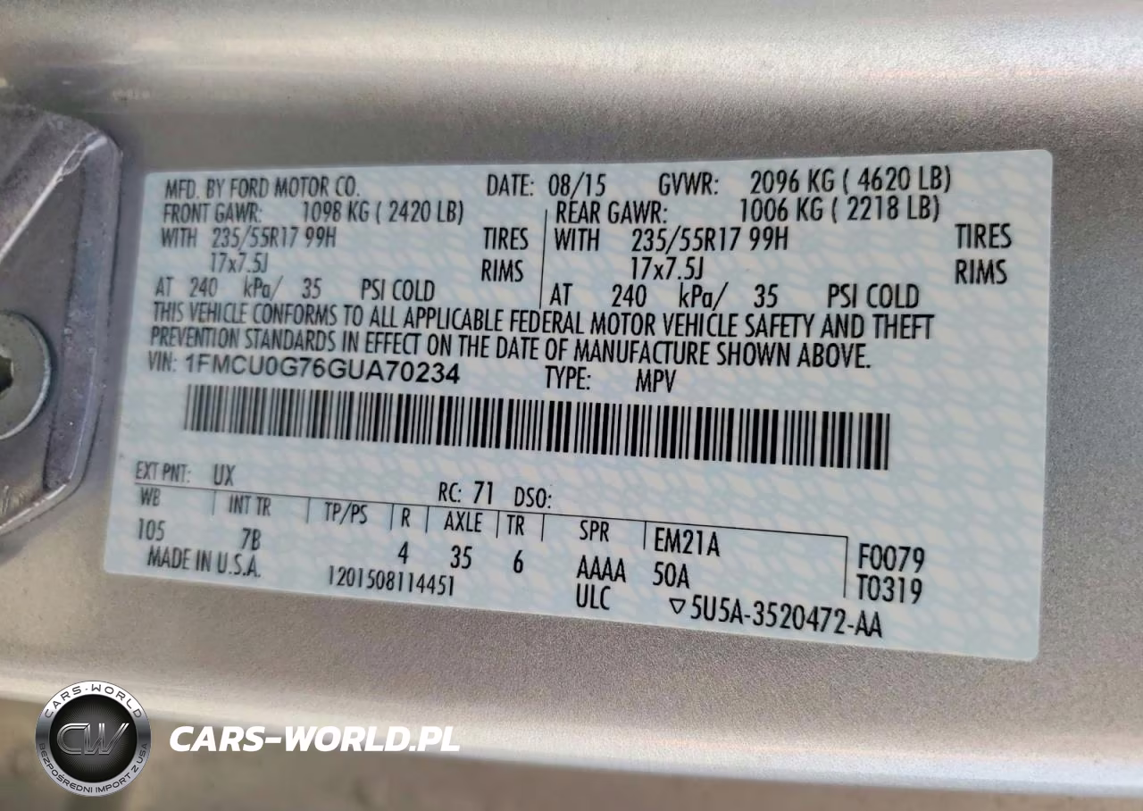 2016 Ford Escape Se VIN:1FMCU0G76GUA70234 - 13