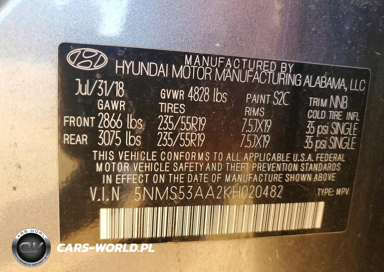 2019 Hyundai Santa Fe Limited 2.0T VIN:5NMS53AA2KH020482 - 13