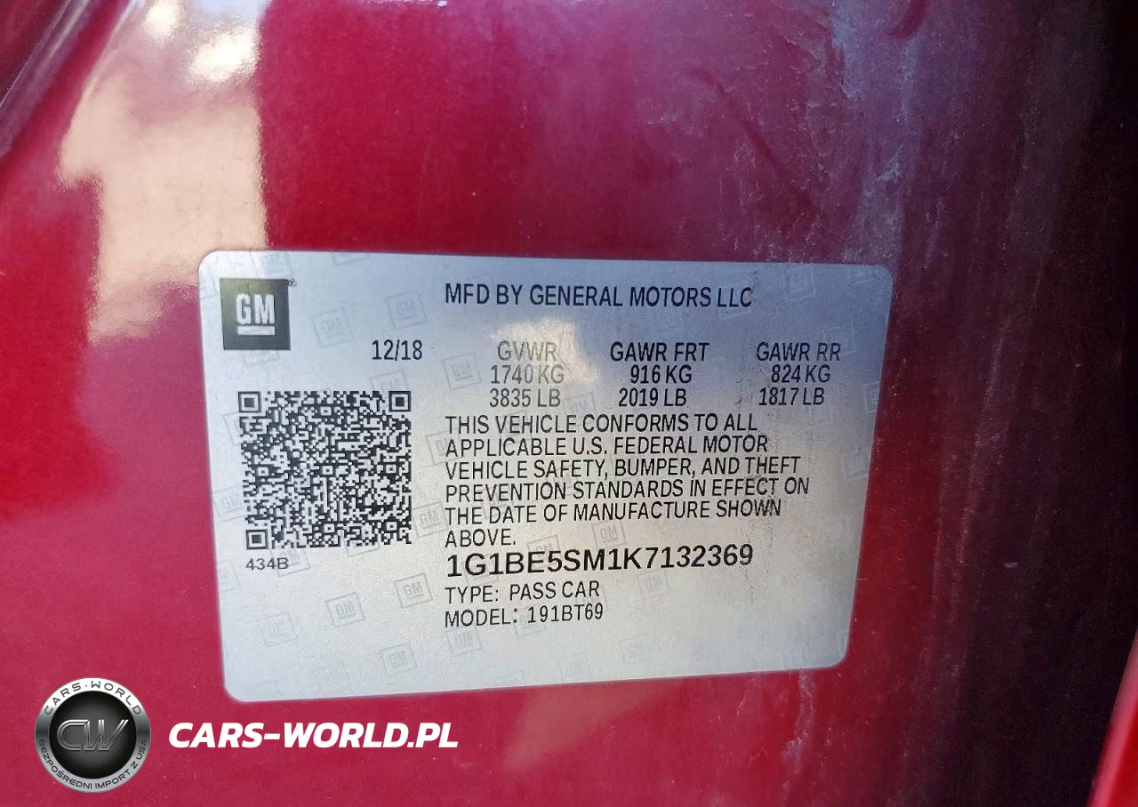 2019 Chevrolet Cruze Lt VIN:1G1BE5SM1K7132369 - 12