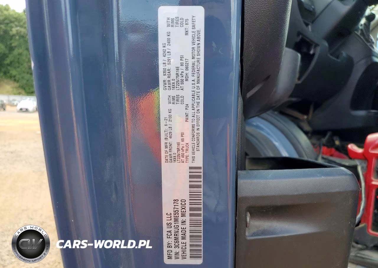 2021 Ram Promaster 3500 Delivery Van VIN:3C6MRVJG1ME557178 - 13