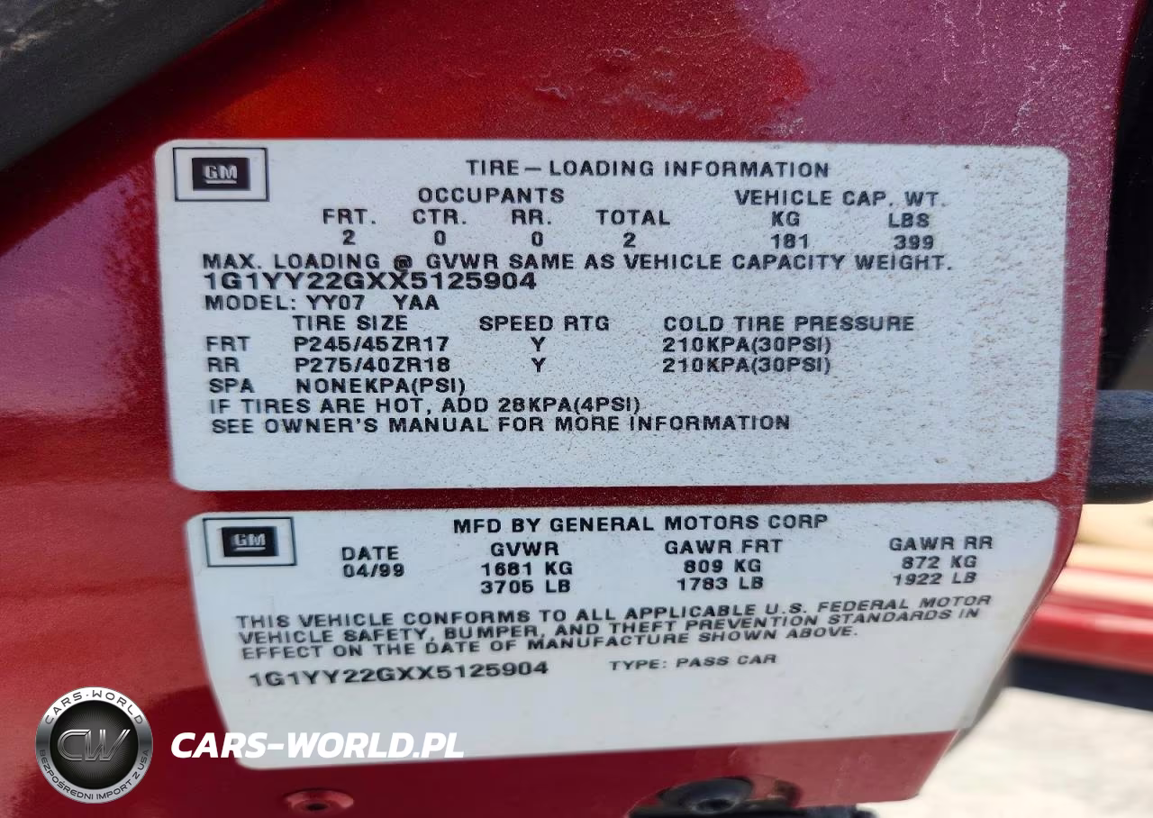 1999 Chevrolet Corvette VIN:1G1YY22GXX5125904 - 12