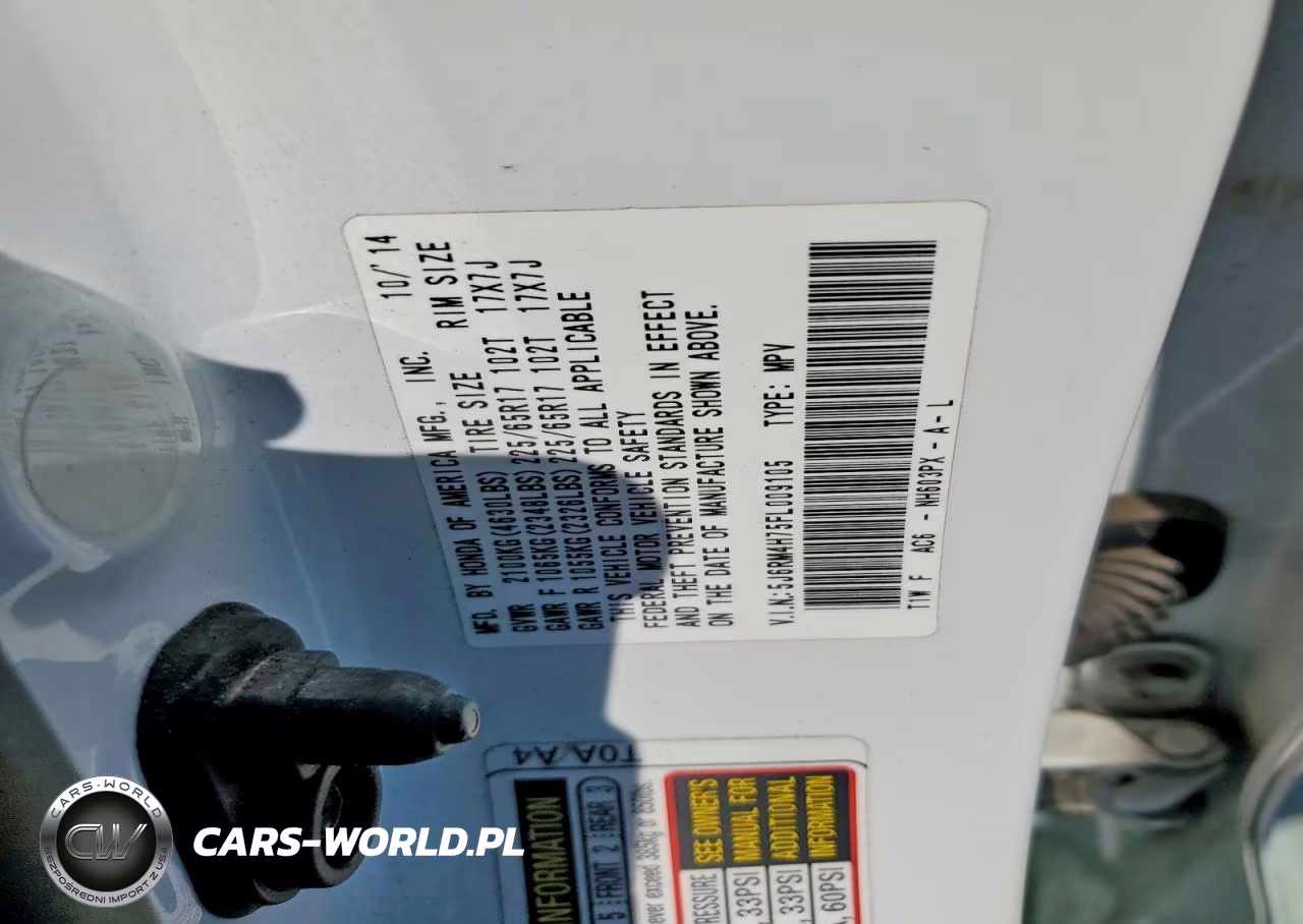 2015 Honda Cr-V Exl VIN:5J6RM4H75FL009105 - 12