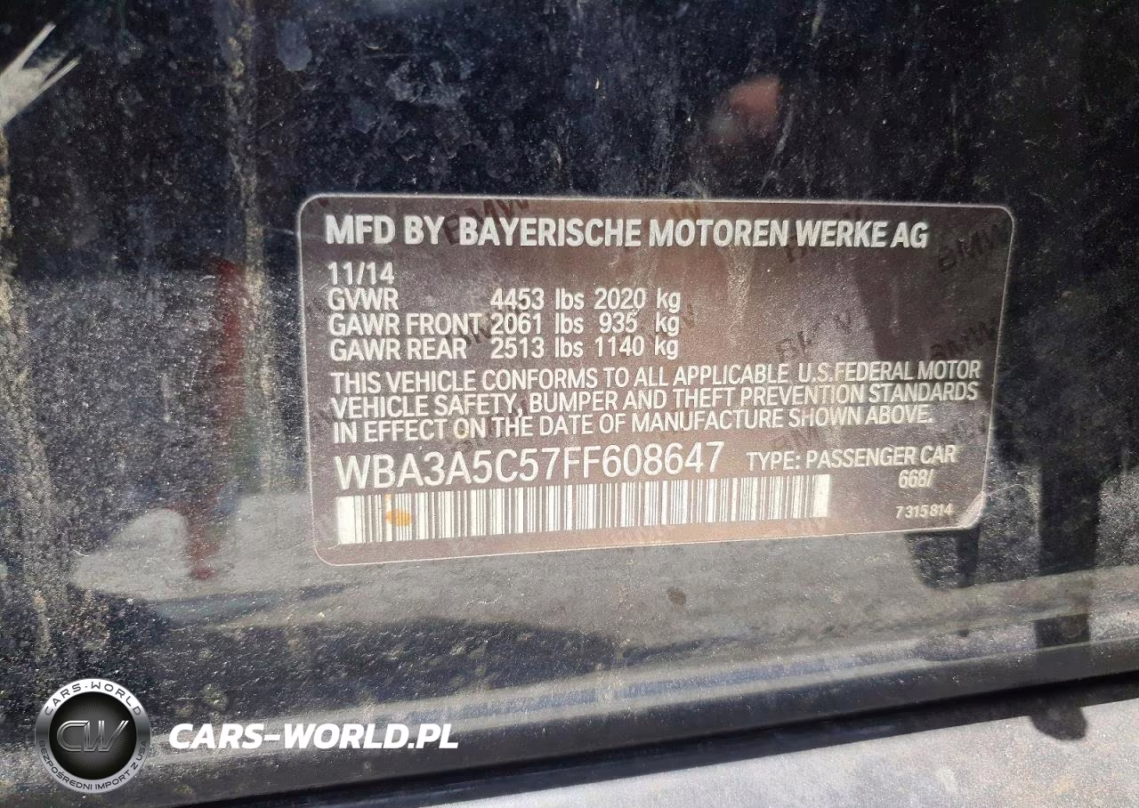 2015 BMW 328 I VIN:WBA3A5C57FF608647 - 12