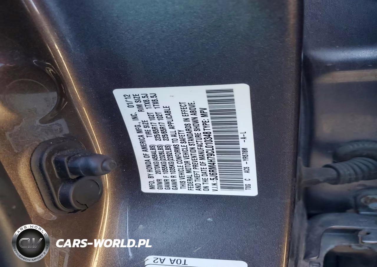 2012 Honda Cr-V Exl VIN:5J6RM4H79CL010348 - 13