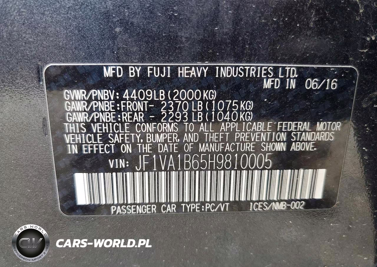2017 Subaru Wrx VIN:JF1VA1B65H9810005 - 12