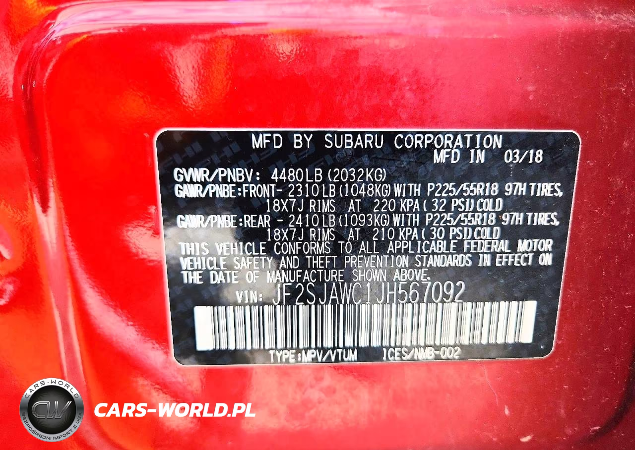 2018 Subaru Forester 2.5I Touring VIN:JF2SJAWC1JH567092 - 12