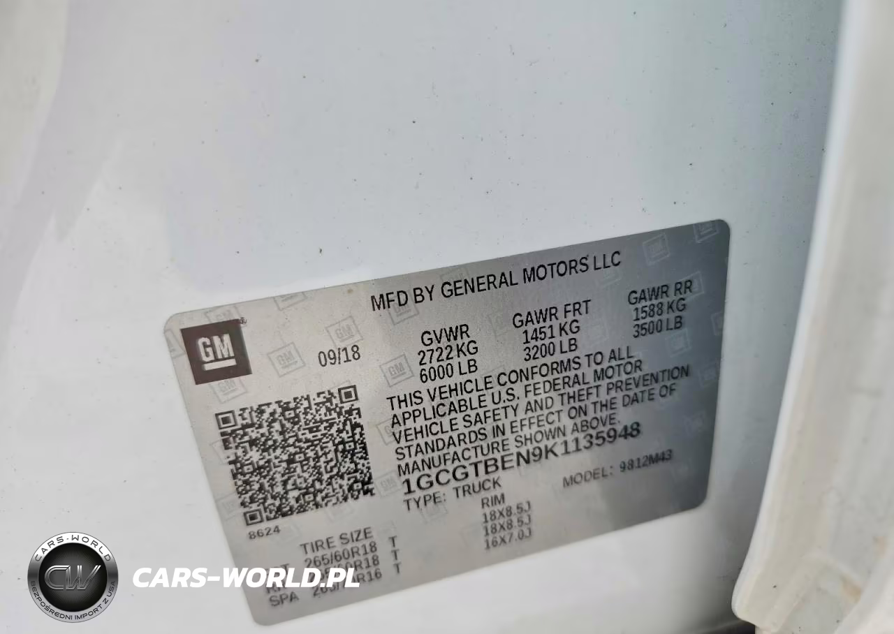 2019 Chevrolet Colorado VIN:1GCGTBEN9K1135948 - 12