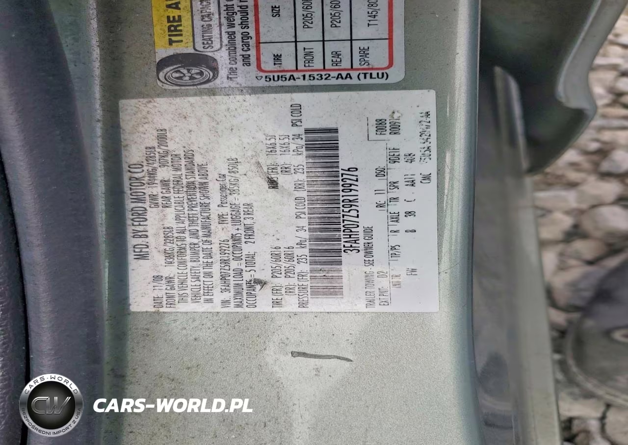 2009 Ford Fusion Se VIN:3FAHP07Z59R199276 - 12