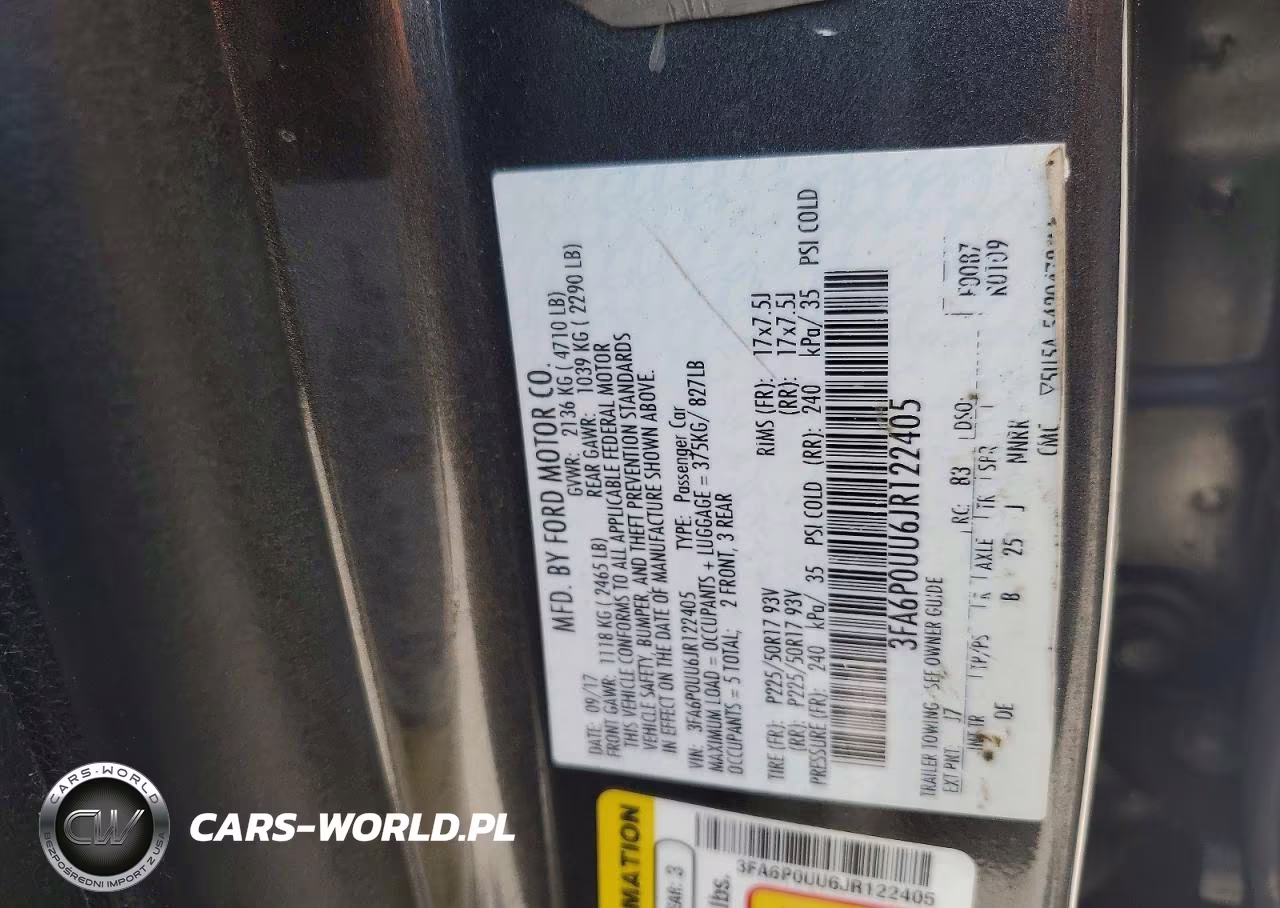 2018 Ford Fusion S Hybrid VIN:3FA6P0UU6JR122405 - 12