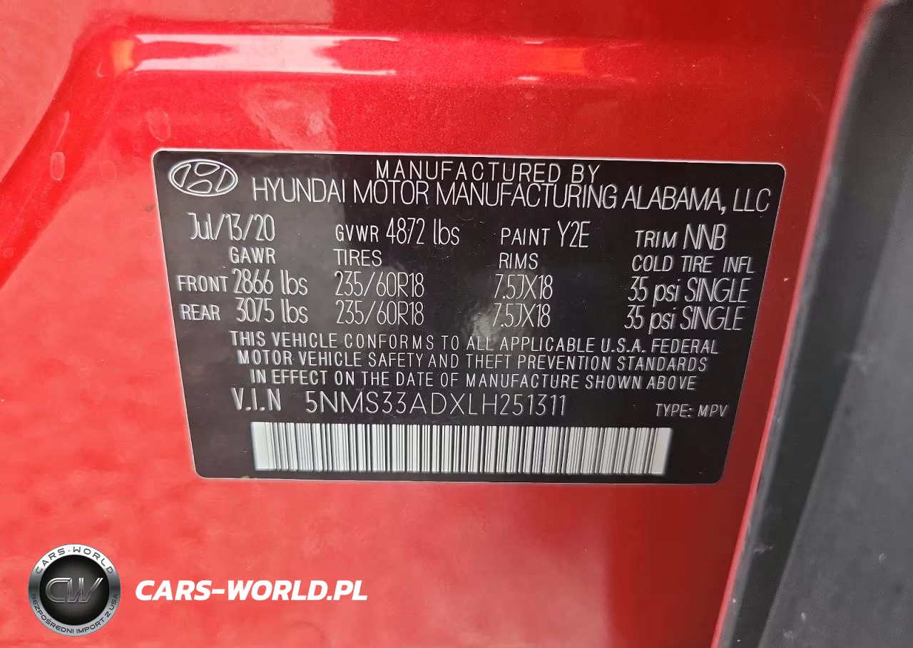 2020 Hyundai Santa Fe Sel VIN:5NMS33ADXLH251311 - 13