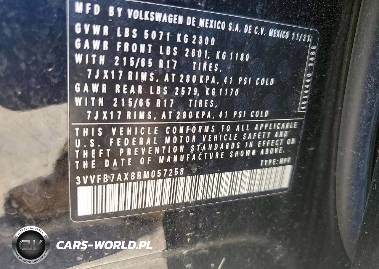 2024 Volkswagen Tiguan S VIN:3VVFB7AX8RM057258 - 13
