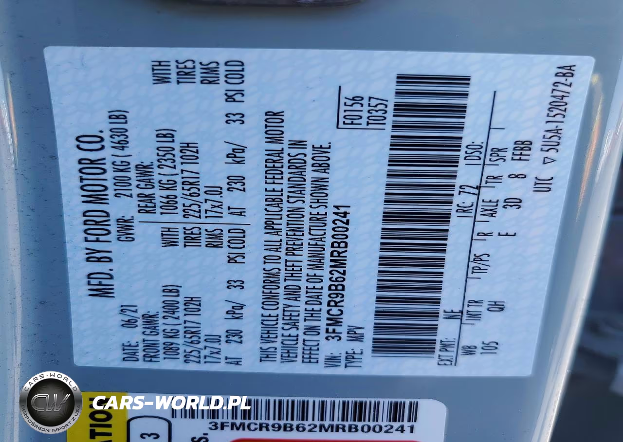 2021 Ford Bronco Sport Big Bend VIN:3FMCR9B62MRB00241 - 14