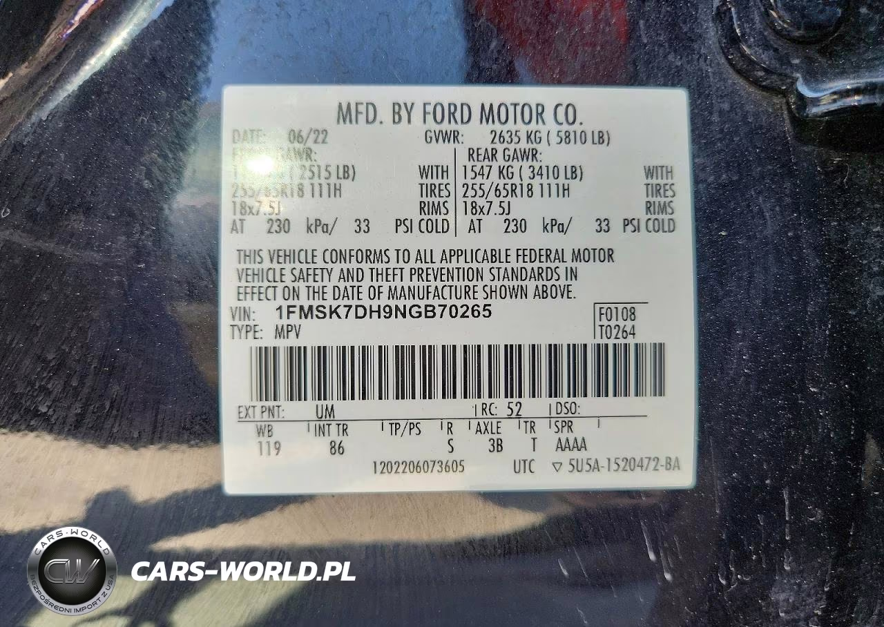 2022 Ford Explorer Xlt VIN:1FMSK7DH9NGB70265 - 13