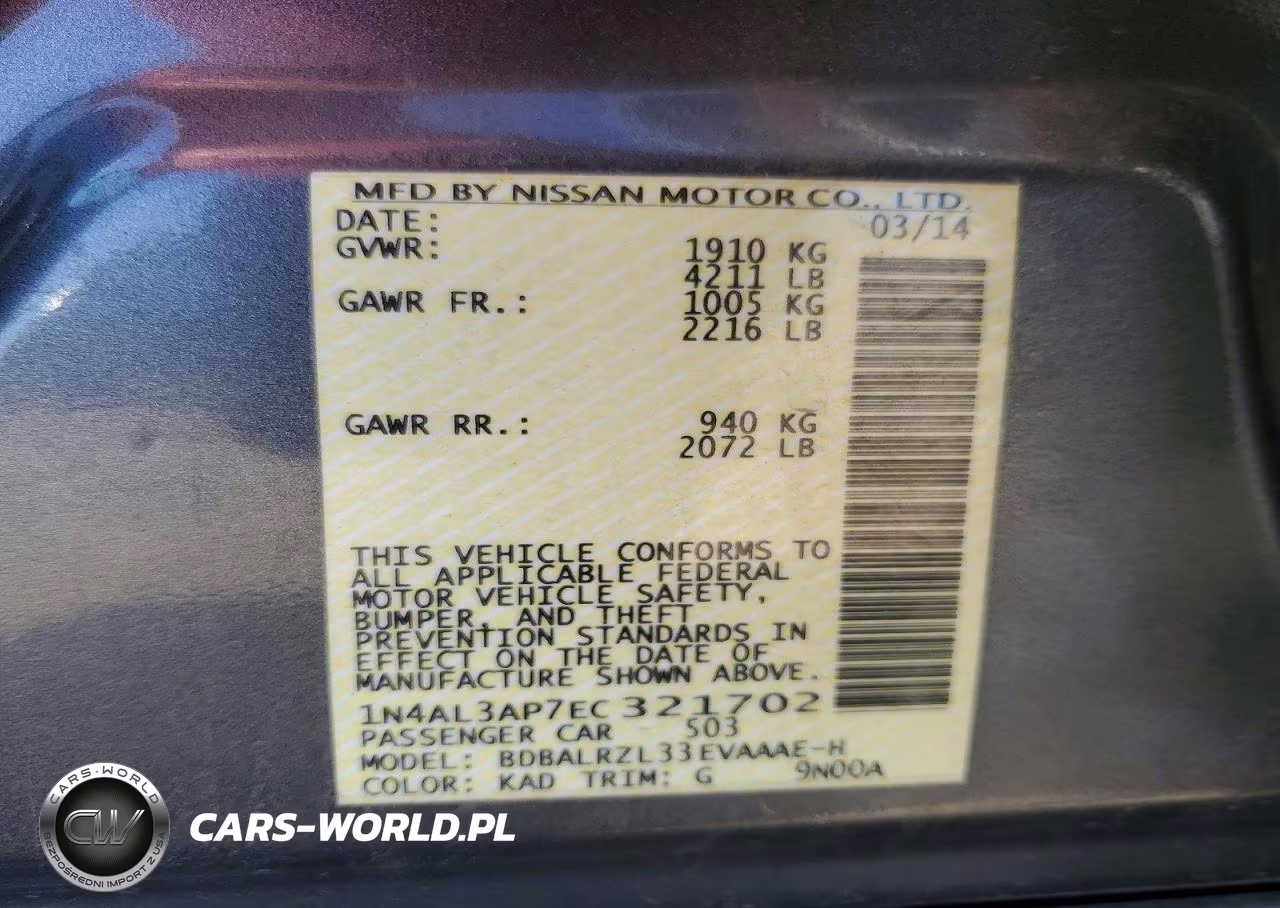 2014 Nissan Altima 2.5 S VIN:1N4AL3AP7EC321702 - 12