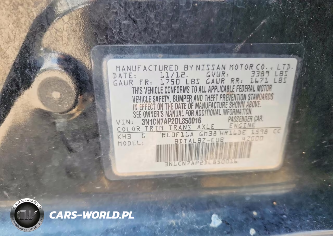 2013 Nissan Versa 1.6 S VIN:3N1CN7AP2DL850016 - 13