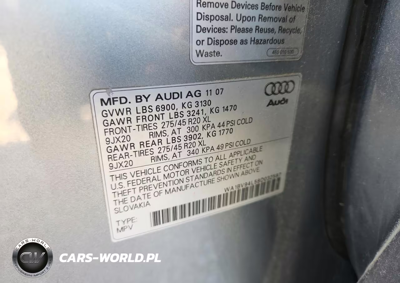 2008 Audi Q7 4.2 Quattro Premium VIN:WA1BV94L58D032587 - 13
