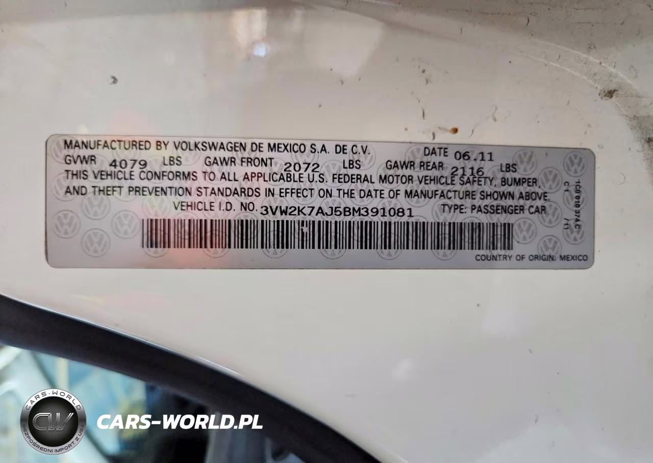 2011 Volkswagen Jetta Base VIN:3VW2K7AJ5BM391081 - 12
