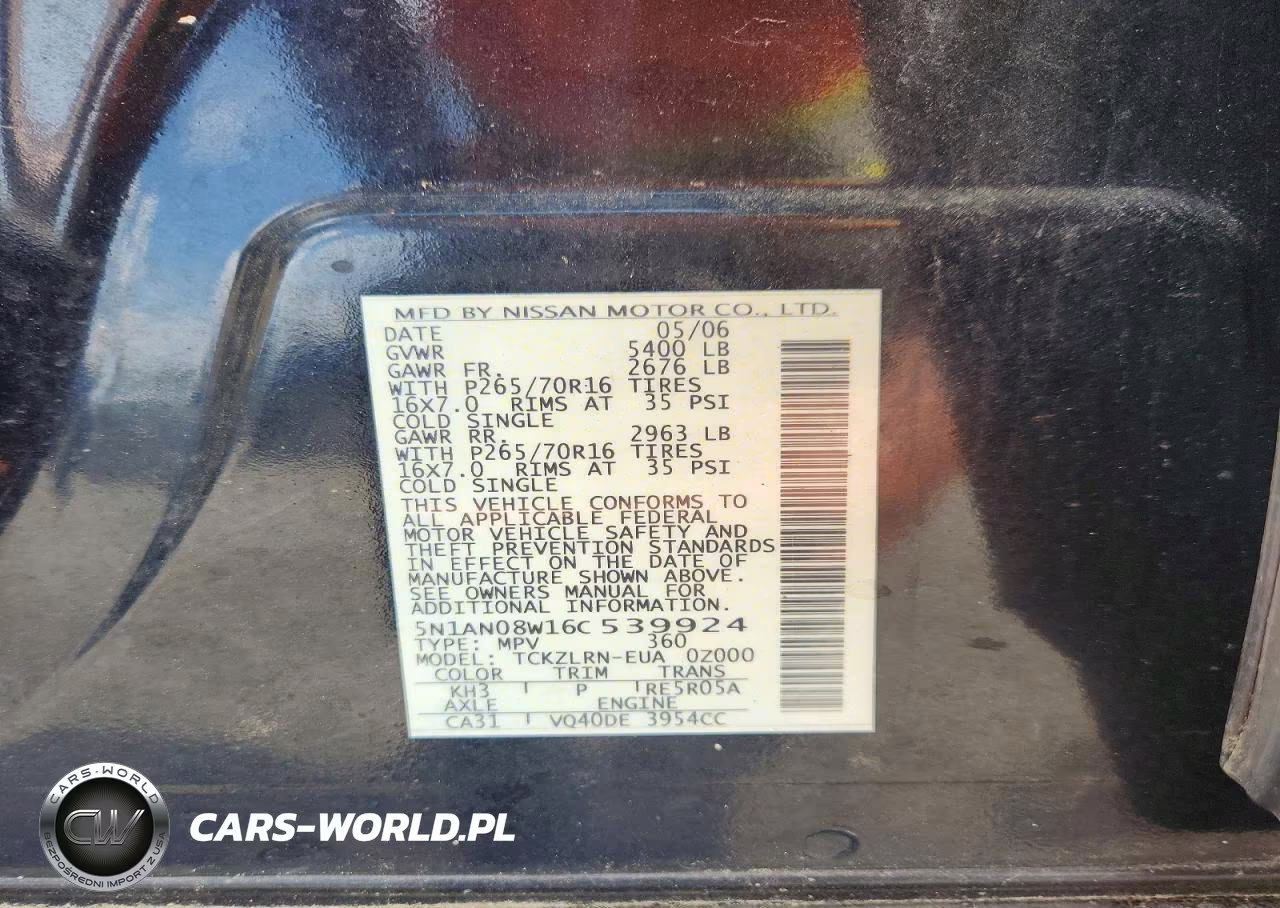 2006 Nissan Xterra X VIN:5N1AN08W16C539924 - 13