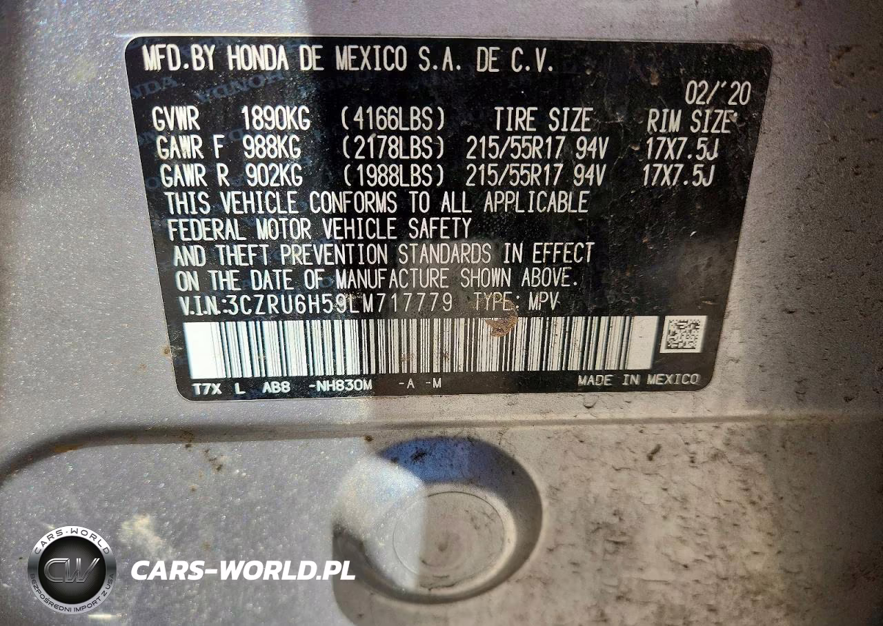 2020 Honda Hr-V Ex VIN:3CZRU6H59LM717779 - 13