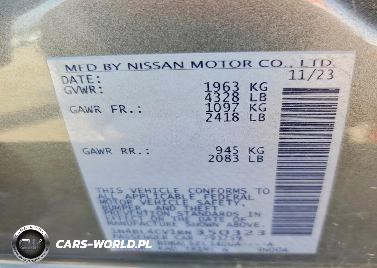 2024 Nissan Altima Sr VIN:1N4BL4CV1RN350323 - 12