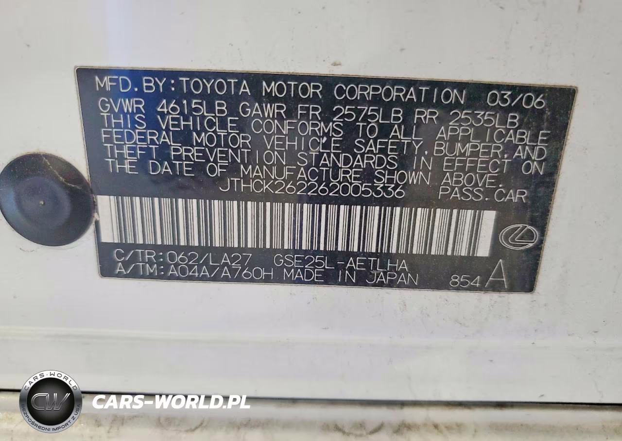 2006 Lexus Is 250 VIN:JTHCK262262005336 - 13