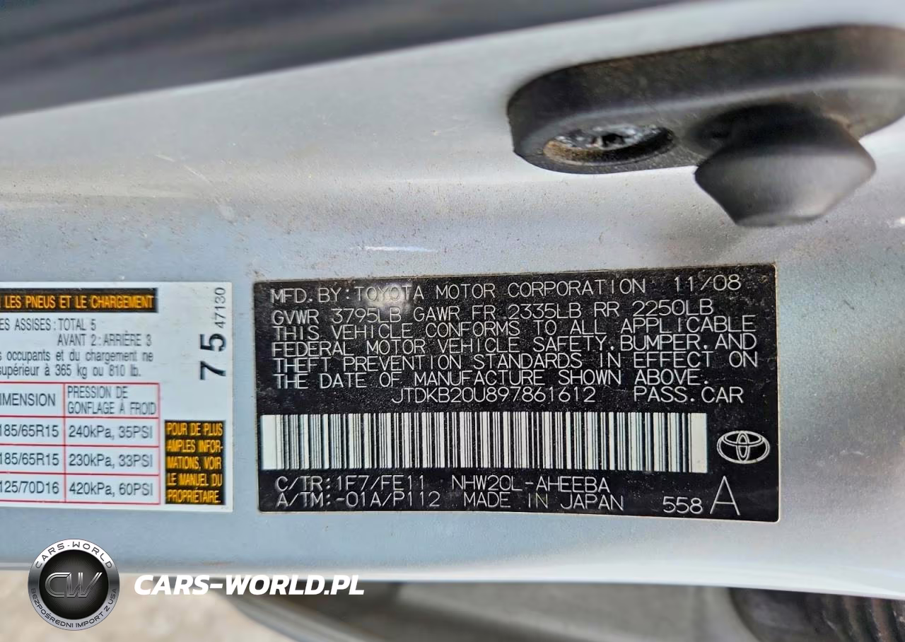 2009 Toyota Prius Standard VIN:JTDKB20U897861612 - 12