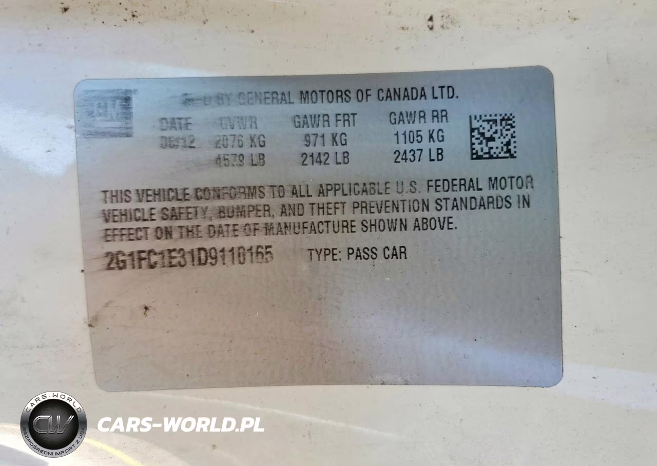 2013 Chevrolet Camaro Lt VIN:2G1FC1E31D9110165 - 12
