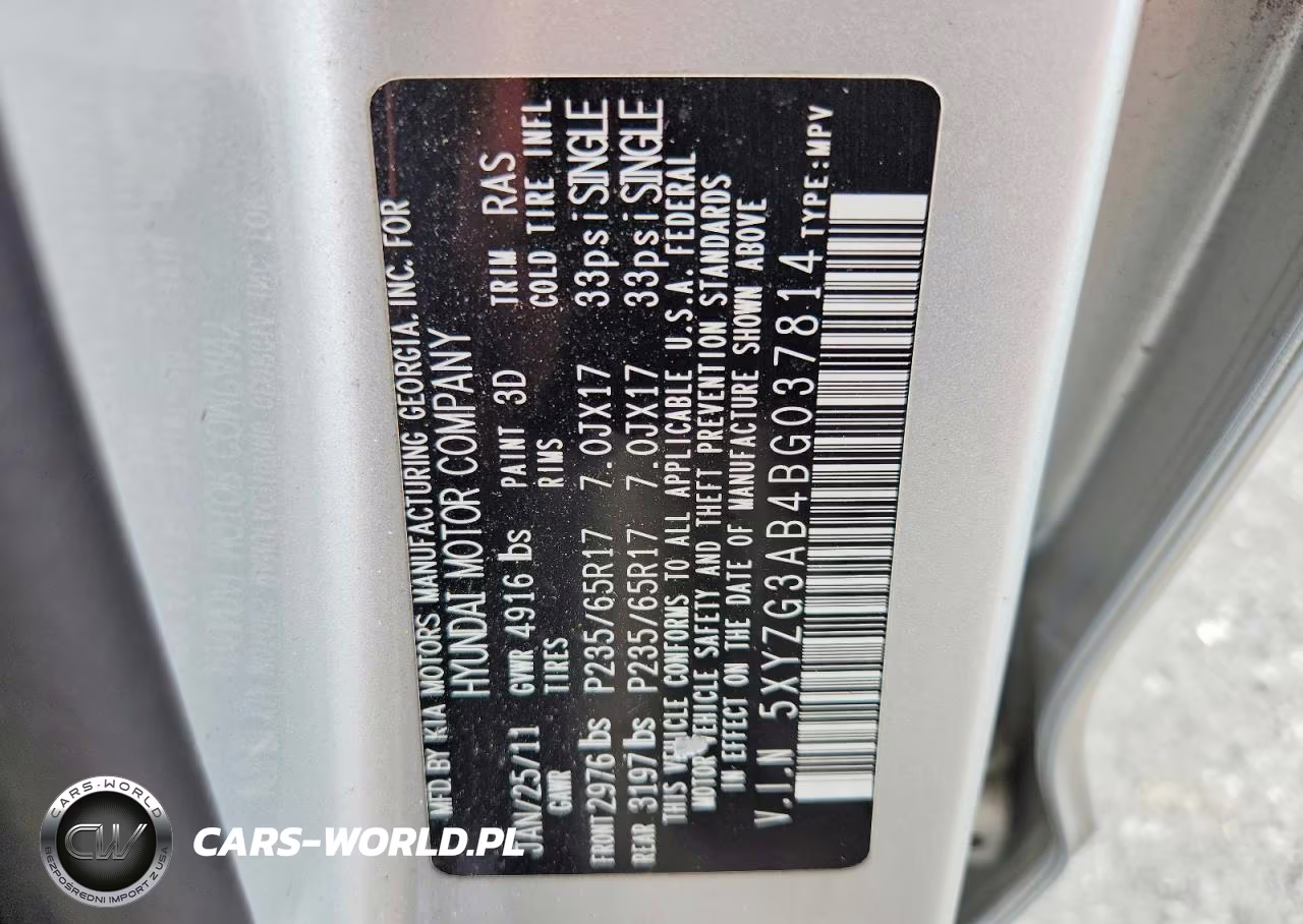 2011 Hyundai Santa Fe Gls VIN:5XYZG3AB4BG037814 - 13
